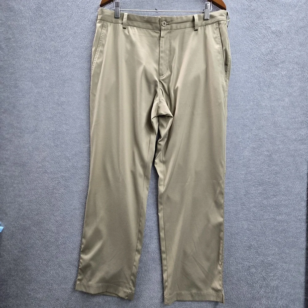 Nike Golf Men Pants 35X30 Beige Chino Dri-Fit Golf Performance Logo 28